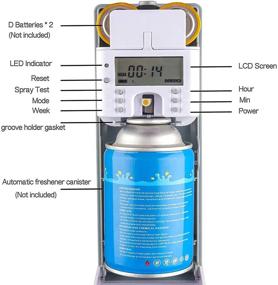 img 3 attached to Серебряный автоматический ароматизатор с ЖК-дисплеем: настенный монтаж или свободная установка, программируемый автоматический аэрозольный спрей для помещений, спален, гостиниц, офисов, коммерческого использования.