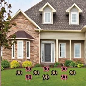 img 3 attached to Chic 90th Birthday Lawn Decorations in Pink, Black, and Gold - Big Dot of Happiness: Outdoor Party Yard Decor - 10 Piece Set