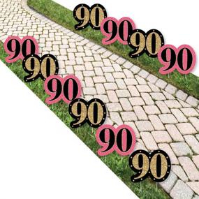 img 4 attached to Chic 90th Birthday Lawn Decorations in Pink, Black, and Gold - Big Dot of Happiness: Outdoor Party Yard Decor - 10 Piece Set
