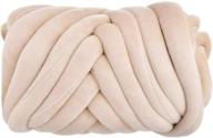 🧶 5lb jumbo plush bulky lush giant velvet cotton tube for arm knitting: extreme weave craft crochet chunky braided knot pillow throw blanket (beige, 5 lbs / 95 yards) logo