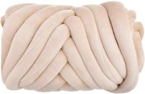 img 4 attached to 🧶 5lb Jumbo Plush Bulky Lush Giant Velvet Cotton Tube for Arm Knitting: Extreme Weave Craft Crochet Chunky Braided Knot Pillow Throw Blanket (Beige, 5 lbs / 95 Yards)