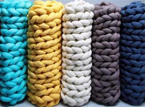 img 3 attached to 🧶 5lb Jumbo Plush Bulky Lush Giant Velvet Cotton Tube for Arm Knitting: Extreme Weave Craft Crochet Chunky Braided Knot Pillow Throw Blanket (Beige, 5 lbs / 95 Yards)