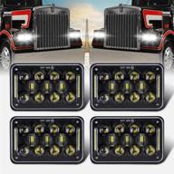 🚛 cowone 60 вт 4x6-дюймовые светодиодные прямоугольные фары: улучшенная замена для h4651 h4652 h4656 h4666 h6545 peterbilt kenworth freightliner (4 шт) логотип