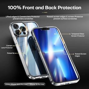 img 3 attached to 📱 TAURI [3 in 1] Defender iPhone 13 Pro Max Case 6.7 Inch with 2-Pack Tempered Glass Screen Protector + 2-Pack Camera Lens Protector - Military Grade Protection, Shockproof, Slim Thin