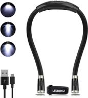 ledbokli book light rechargeable neck reading light 3 lighting modes 4 led beads book lights for reading at night in bed hands free neck light including usb cable and buckle (black) логотип