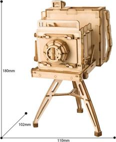 img 2 attached to Vintage Camera Desk Organizer - RoWood Wooden Pen and Pencil Holder Puzzle Kit for Home Office and Bedroom Decor