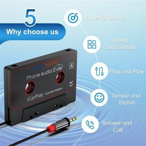 img 3 attached to 🚗 DIGITNOW Car Audio Cassette to Aux Adapter, 3.5mm Audio Cable Tape Player for Smartphone/MP3 Player/CD Player, 4.6 Inch Cable (Black) - Improve Your SEO