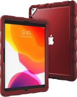 gumdrop cases hideaway clear case for apple ipad 8g/7g 10.2 inch (2021) - rugged heavy duty protective tablet case designed for kids with 360° silicone and screen protector - red logo