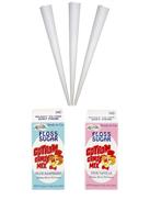 🍭 perfect stix floss sugar set - cotton candy floss sugar pack with 2 flavors (pink vanilla, blue raspberry) and 100 cotton candy cones - pack of 102 logo