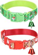 🐶 qkurt 2 pack christmas dog collar: adjustable xmas pet collar with d ring & little trumpet, snowflake pattern neck ring - cute fashion nylon collar for small medium dogs logo