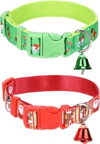 img 4 attached to 🐶 Qkurt 2 Pack Christmas Dog Collar: Adjustable Xmas Pet Collar with D Ring & Little Trumpet, Snowflake Pattern Neck Ring - Cute Fashion Nylon Collar for Small Medium Dogs