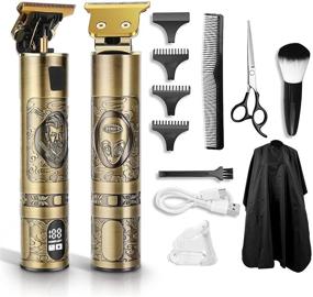 img 4 attached to 🔋 Pynogeez Cordless Hair Clippers: Professional Men's Trimmer with LCD Display - Rechargeable Gold Haircutting Kit