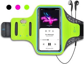 img 4 attached to 🏃 Neon Green Running Armband Phone Holder for iPhone 12 11 Pro XS X SE 8 7 Samsung S10e S9 S8 A01 A10e LG Aristo 5 4 3 Moto G7 Play - Arm Band Case for Jogging Gym Fitness Sports Exercise Workout