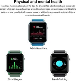 img 2 attached to 🌊 IP68 Waterproof 5ATM Smart Watch with 1.4" HD Square Screen, Heart Rate Monitor, Fitness Tracker, and Silicone Strap - Sports Digital Watch