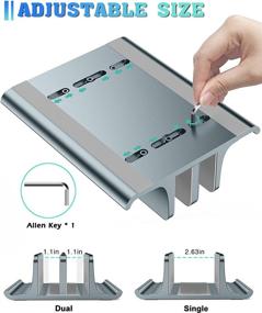 img 2 attached to 🔥 Brocoon Vertical Laptop Stand - Upgraded Adjustable Dual MacBook Holder, Anodized Aluminum Desktop Stand for All Laptops, MacBook & More (up to 17.3")