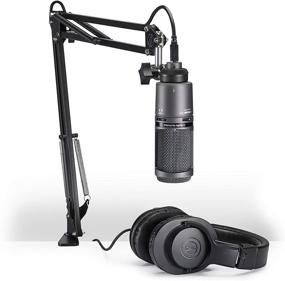 img 4 attached to Набор микрофонов для вокала Audio-Technica AT2020USB+PK для стриминга и подкастинга - USB-микрофон с разъемом для наушников, регулятором громкости, планшетом и наушниками.