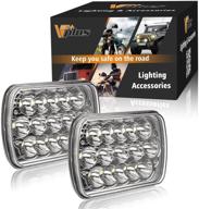 двойной комплект прямоугольных фар partsam h6054 led: модернизируйте ваш s10 blazer, express van, wrangler yj, xj cherokee truck и van логотип