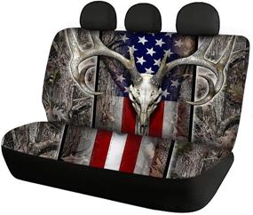 img 2 attached to 🦌 SEANATIVE 4 PCS Car Seat Covers: Stylish American Flag Wood Deer Design | Universal Fit & Waterproof | Ideal for Cars, SUVs, and Trucks