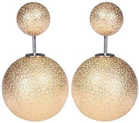 img 1 attached to 🔸 Gold and Black Frosted Silver Plated Double-Sided Two-Ball Piercing Stud Post Earrings for Women and Girls