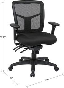 img 1 attached to 🪑 Black Office Star ProGrid Mid Back Managers Chair: Adjustable Arms, Multi-Function, Seat Slider