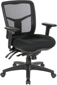 img 4 attached to 🪑 Black Office Star ProGrid Mid Back Managers Chair: Adjustable Arms, Multi-Function, Seat Slider