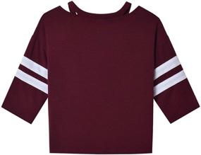 img 3 attached to Girls Sleeve T Shirt Shirts Burgundy Girls' Clothing in Tops, Tees & Blouses