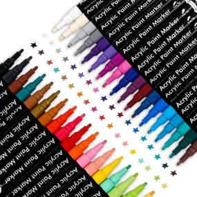 img 4 attached to 🎨 Smart Color Art Acrylic Paint Markers, 36 Vibrant Colors, Medium Point Pens for DIY Crafts on Various Surfaces