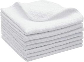 img 4 attached to 🧼 GQZLUCK Microfiber Cleaning Cloth Kitchen Dish Cloths Dish Rags, Odor-Free Dish Cloths for Washing Dishes, Absorbent Waffle Weave Kitchen Washcloths 12 Inch X 12 Inch 7 Pack - White