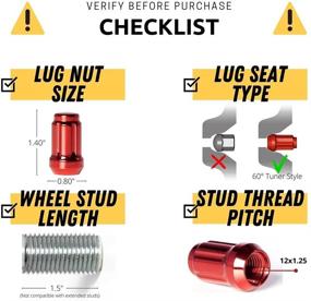 img 3 attached to Circuit Performance Красные резьбовые Тюнерские гайки на колесные болты 12x1.25 - Кованая сталь (20шт + Инструмент)