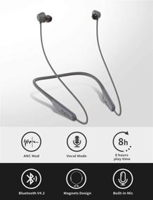 img 3 attached to 🎧 dyplay Bluetooth наушники Neckband с активным шумоподавлением: Складные, беспроводные, режимы ANC и голос, магнитные, микрофон, звук Hi-Fi Стерео - Идеально подходят для путешествий, работы, телевизора.