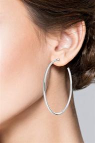 img 2 attached to 💍 Miabella 925 Sterling Silver Italian 2mm Tube Polished Round Big Hoop Earrings for Women and Teen Girls - 50mm and 60mm Sizes, Lightweight Earrings Made in Italy