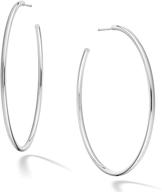 💍 miabella 925 sterling silver italian 2mm tube polished round big hoop earrings for women and teen girls - 50mm and 60mm sizes, lightweight earrings made in italy logo