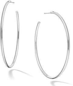 img 3 attached to 💍 Miabella 925 Sterling Silver Italian 2mm Tube Polished Round Big Hoop Earrings for Women and Teen Girls - 50mm and 60mm Sizes, Lightweight Earrings Made in Italy