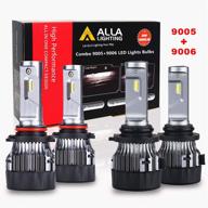 🔆 alla lighting s-hcr 9005 9006 led bulbs combo: 10000lms xtremely super bright hb3 hb4 replacement (4 packs, 2 sets) logo