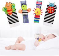🧦 carlcard 4pcs cute animal soft baby socks toys wrist rattles and foot finders for baby boy or girl - new baby gift infant toys (a-1 style) - improved seo logo