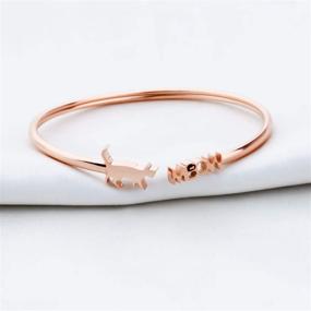 img 3 attached to Cat Lover's Jewelry: Adorable Tiny Cat Meow Cuff Bracelet, Perfect for Gifts