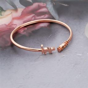 img 2 attached to Cat Lover's Jewelry: Adorable Tiny Cat Meow Cuff Bracelet, Perfect for Gifts