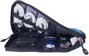 img 1 attached to Водонепроницаемая сумка для организации кабелей во время путешествия – портативный органайзер для USB-кабелей, зарядных устройств для телефона, SD-карт с 5 шт. кабельными стяжками.