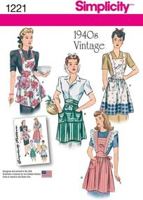 img 4 attached to 👗 Простота 1221: Откройте для себя моду винтажа 1940-х годов с набором мастер-класса по пошиву фартука для женщин, размеры S-L.