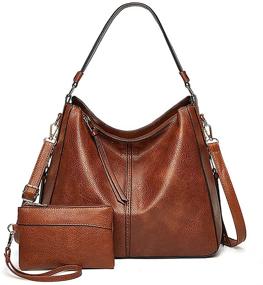 img 4 attached to 👜 Meobvg Women's Leather Handbags: Shoulder Crossbody Bags & Totes with Wallets