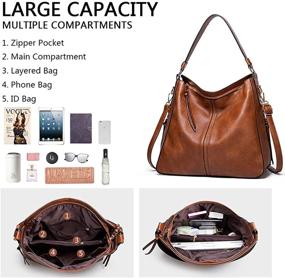 img 1 attached to 👜 Meobvg Women's Leather Handbags: Shoulder Crossbody Bags & Totes with Wallets