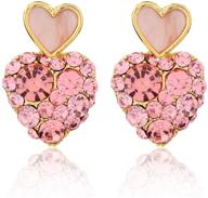 pink crystal double heart earrings logo