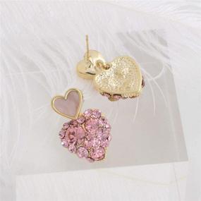 img 2 attached to Pink Crystal Double Heart Earrings