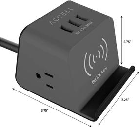 img 2 attached to 🔌 Accell Power Wireless Block Mini - Compact Surge Protector with Qi-Compatible Wireless Charging Stand - 3 USB Ports, 2 AC Outlets, 5-Foot Cord - Black