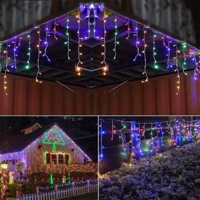 img 3 attached to 🎉 Multicolor Connectable LED Icicle Lights - 300 LEDs 33ft, 8 Modes with Remote and Light Sensor for Wedding, Christmas, Halloween, Thanksgiving, Easter, Party Backdrops, Gazebo - Oopswow Curtain Fairy Light