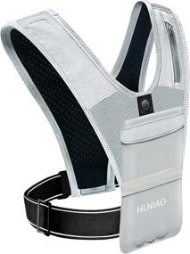 img 4 attached to 📱 HLNIAO Universal Running Vest: Phone Holder & Adjustable Waistband for Jogging, Hiking, Cycling - Grey