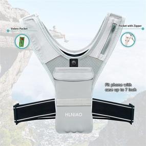 img 3 attached to 📱 HLNIAO Universal Running Vest: Phone Holder & Adjustable Waistband for Jogging, Hiking, Cycling - Grey