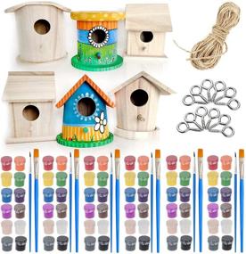 img 4 attached to Kids' DIY Wooden Birdhouse Kits - Pixiss 6 Pack of Unfinished Heavy Duty Wood Bird Houses for Painting, Indoor/Outdoor Use, Bulk Craft Kits for Kids, Personalizable Bird House Kit, Paint Your Own Birdhouse