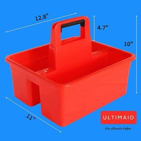 img 2 attached to 🧺 Plastic Cleaning Supply Caddy Organizer for Laundry, Bathroom, and Kitchen - Portable Tote Basket with Handle for Housekeeping. Organizes Spray Bottles, Cloths, Brushes, and Supplies for Efficient Cleaning