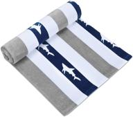 🏖️ cabanana large oversized beach towel - velour cotton print 35 x 70 inch blue gray striped sand free pool towel, big summer swim cabana towel for men logo